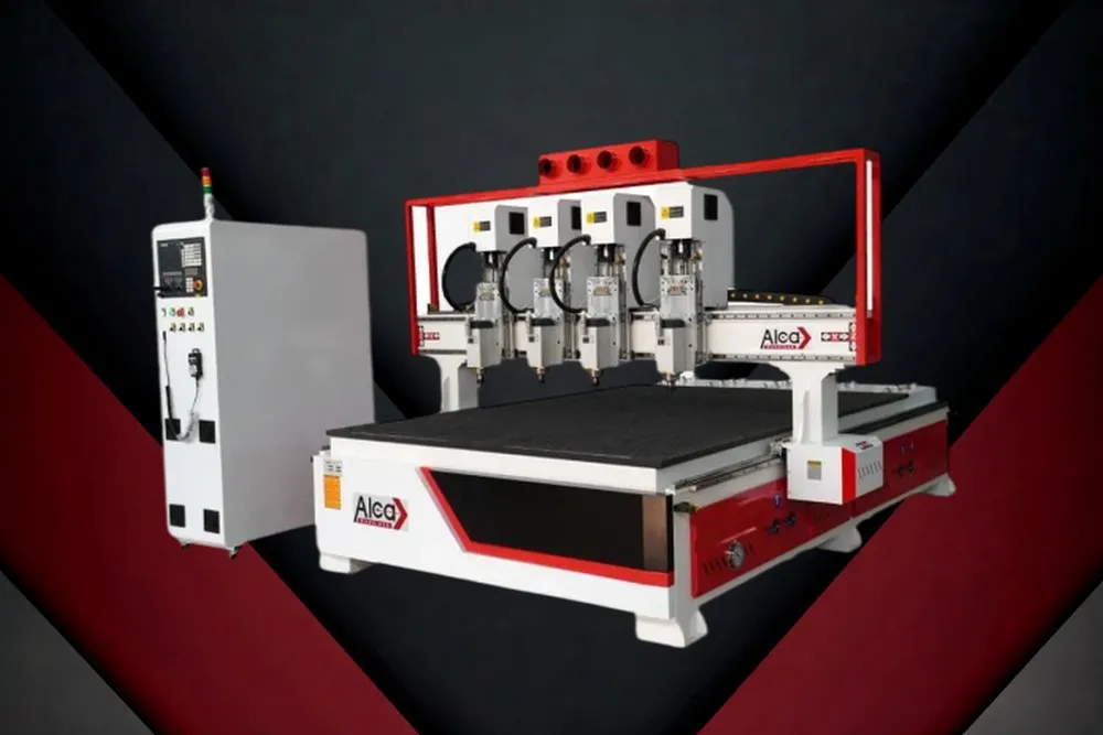 Centro de Usinagem Router CNC AL- 2030-4S, 04 Spindles Simultâneos, Marca Alca, 380 Volts, Modelo Smart