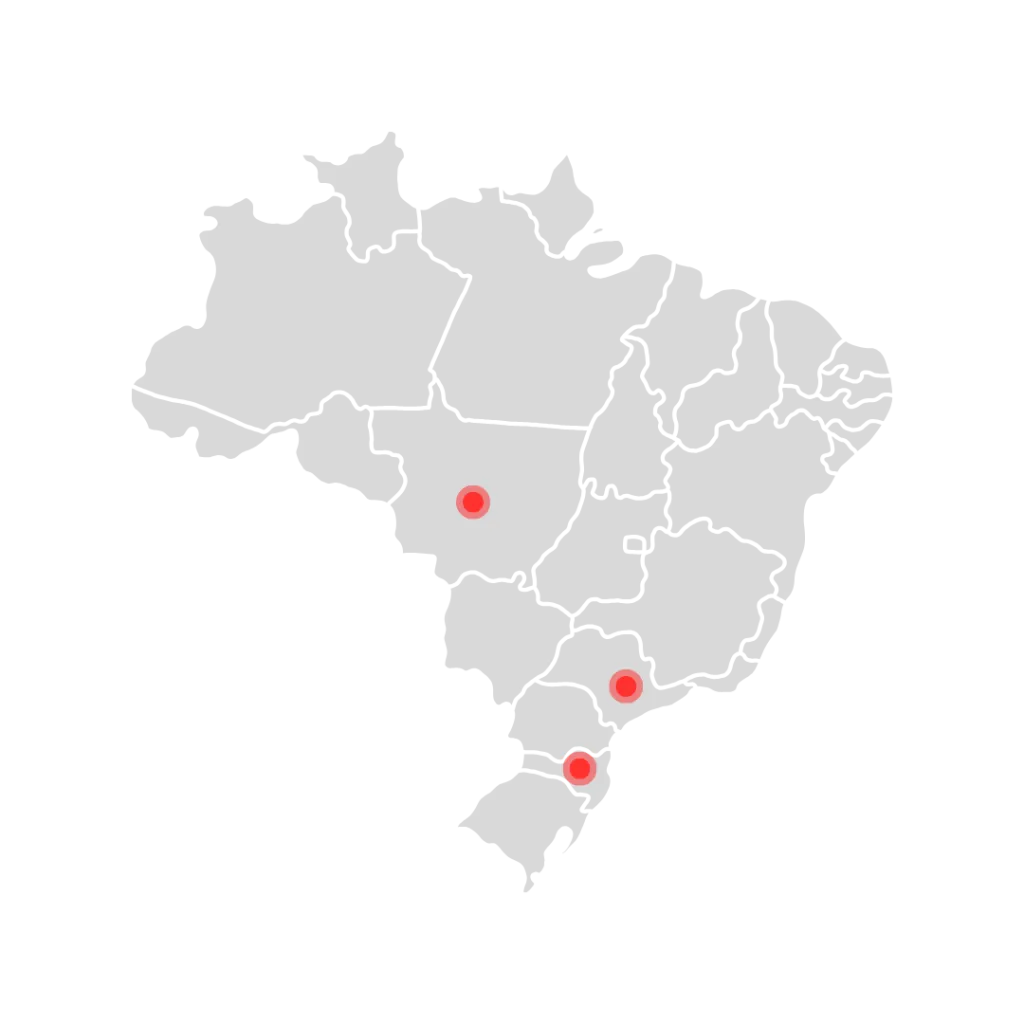 Mapa do Brasil com as unidades da Alca